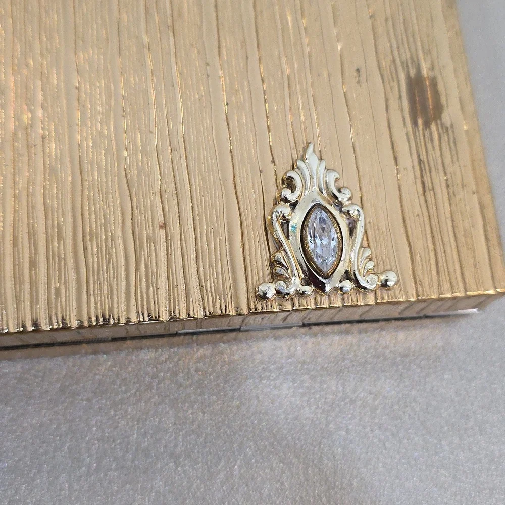 Vintage Evans Marquise Rhinestone Gold Art Deco Minaudiere Cigarette Case Compac - Picture 14 of 15